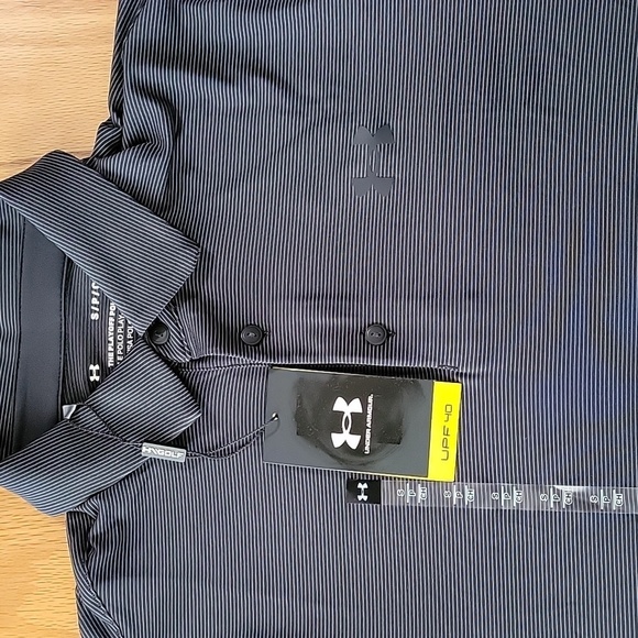 Men's Under Armour Playoff 3.0 Stripe Polo, Black/Gray, Small, NWT - Picture 5 of 15